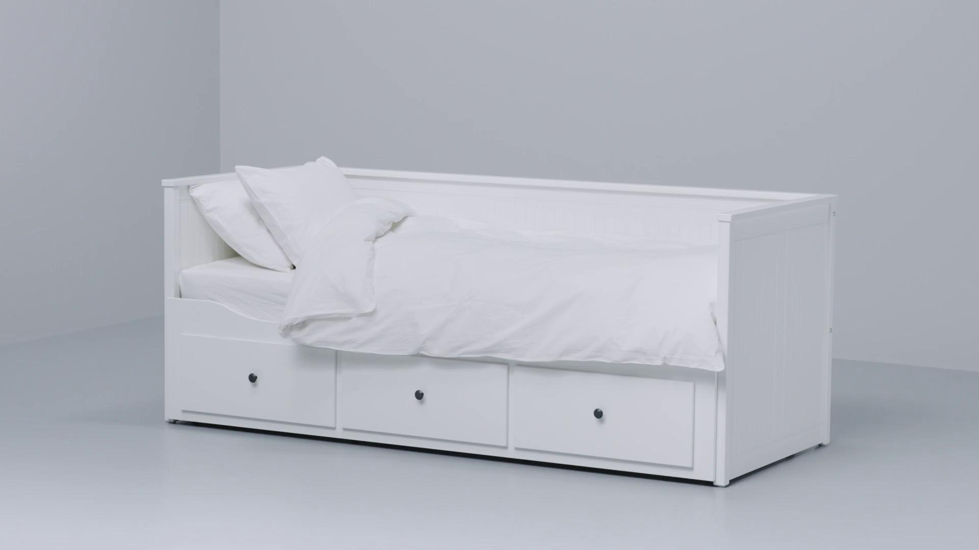 HEMNES day-bed w 3 drawers/2 mattresses yellow/Åfjäll firm - IKEA