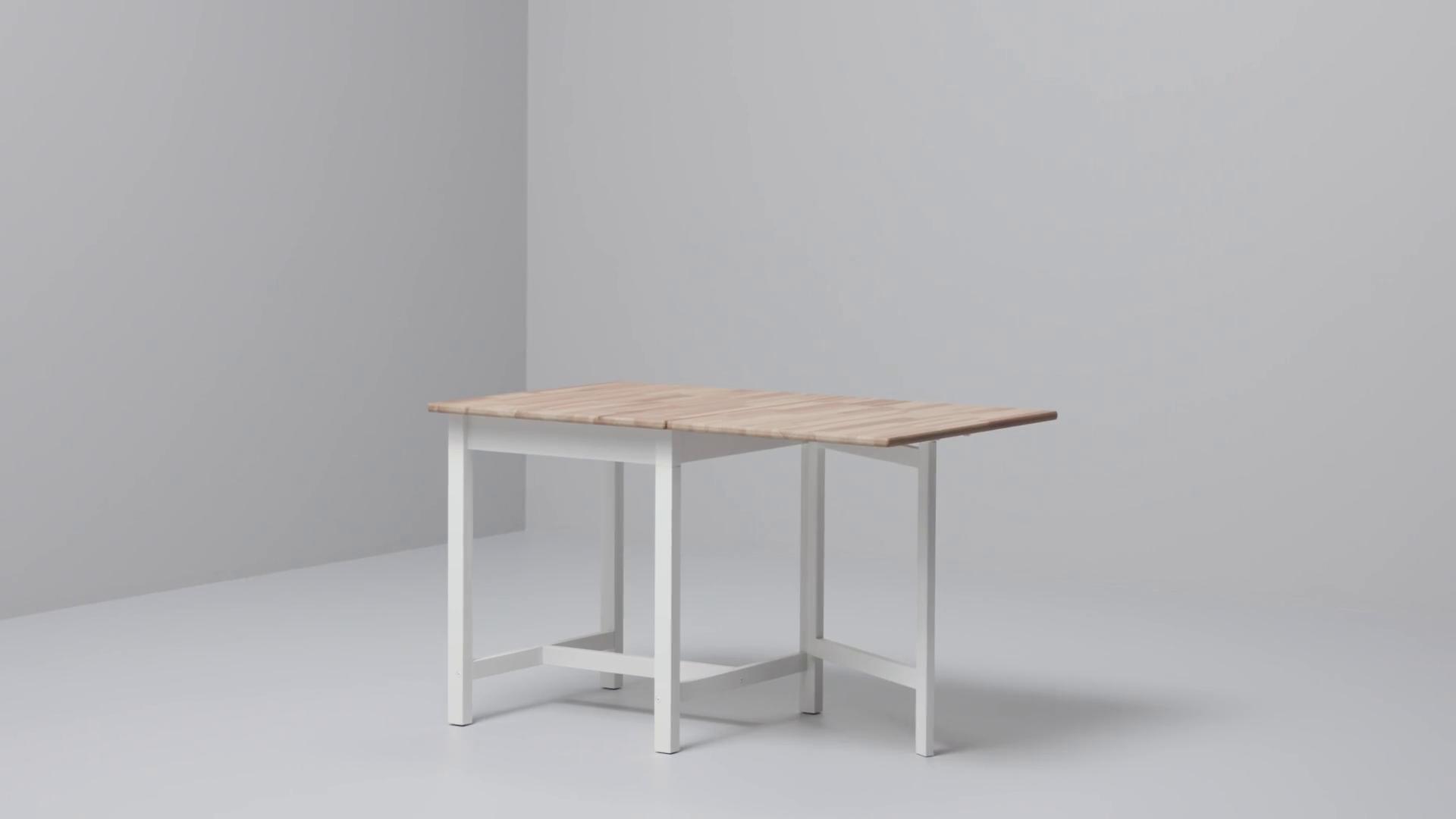 PINNTORP gateleg table light brown stained/white stained pine - IKEA