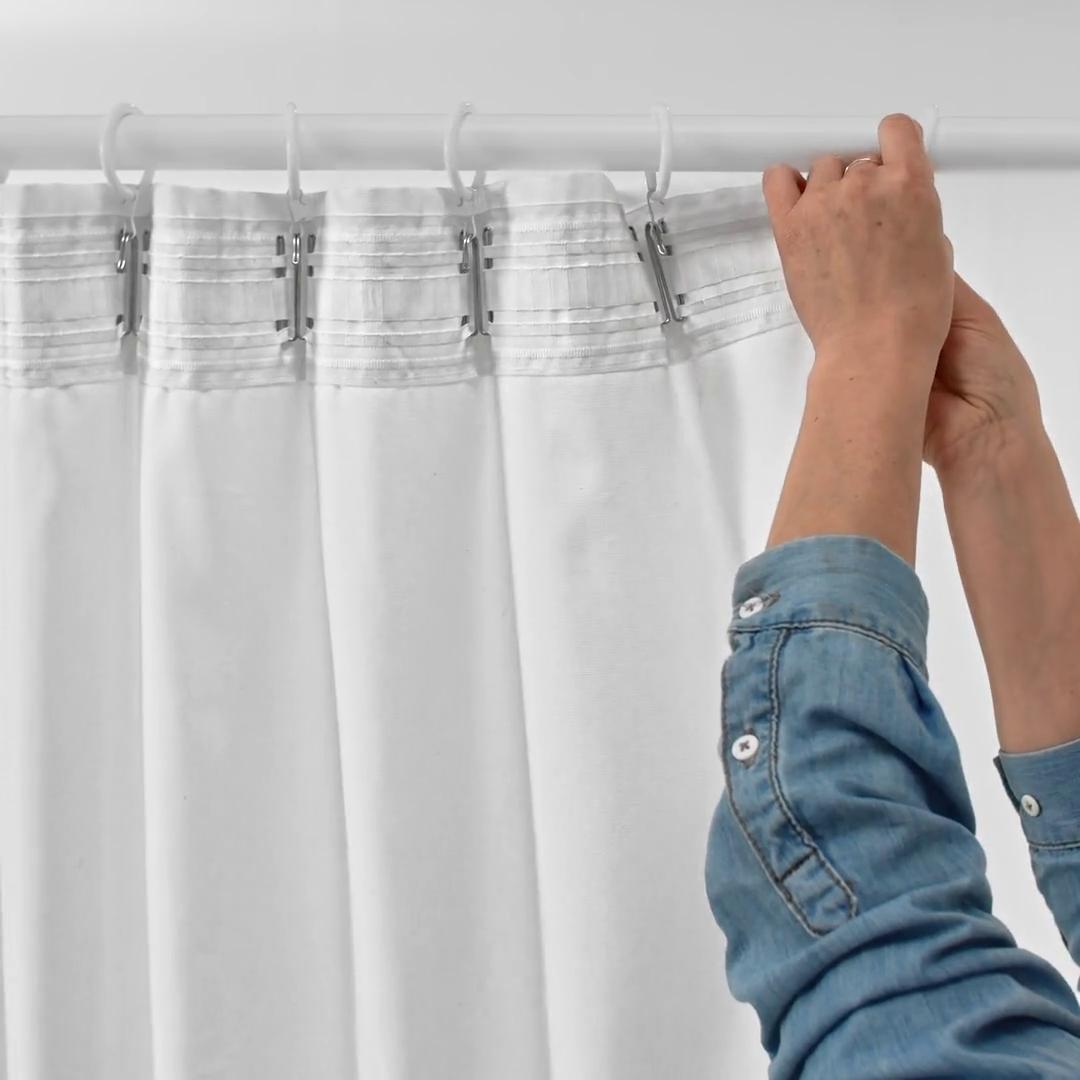 DYTÅG curtains, 1 pair white/with heading tape - IKEA